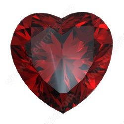 Фианит красный сердце 4х4