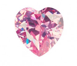 Фианит розовый сердце 7х7