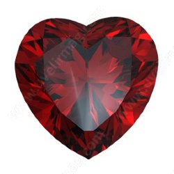 Фианит красный сердце 7х7