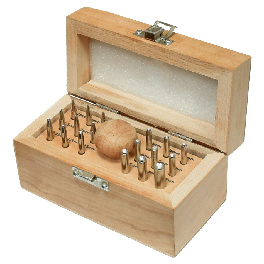 Обжимки для кастов (0,75-7,75 мм, 18 шт) в шкатулке светлые