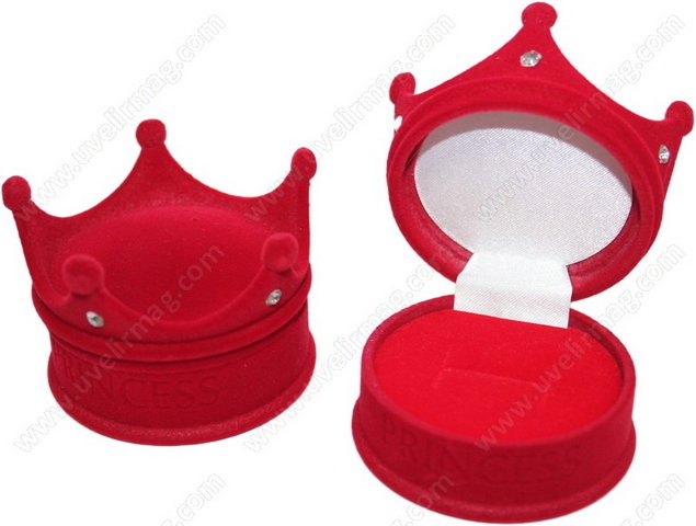 157С-А33 (Красный) Футляр под кольцо/серьги "Корона"